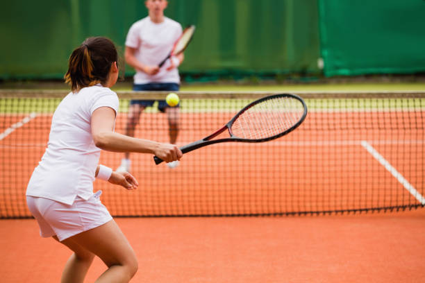 Tennis court and lesson setting